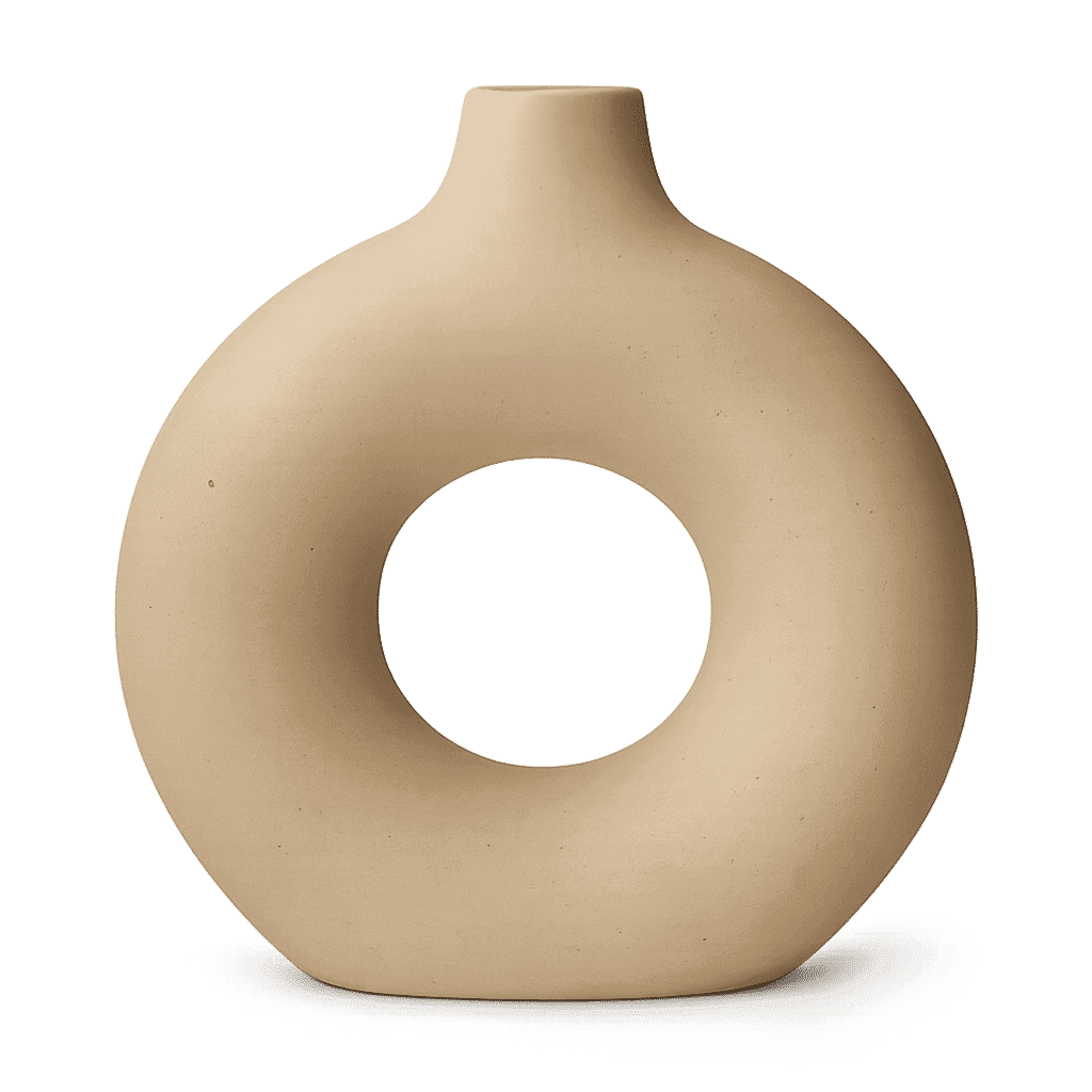 Speckled Beige Donut Vase