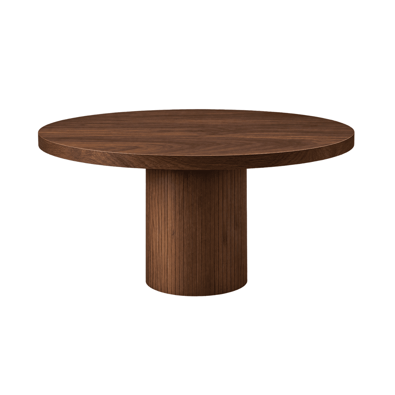 Modern Round Wood with Fluted Pedestal Base